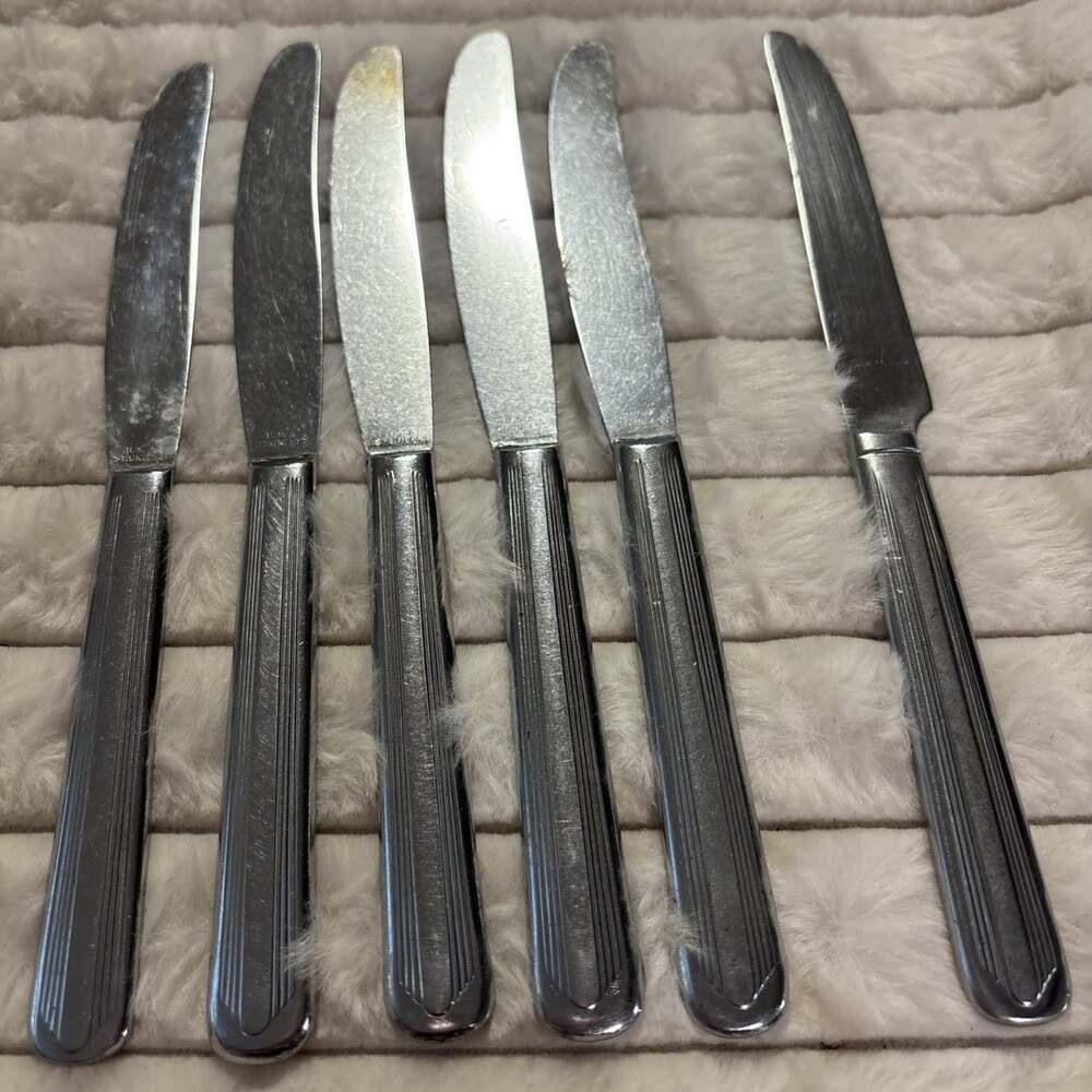 Lot of 5 Vintage Silco Freedom Stainless Dinner Knives USA + 1 Lookalike Spare